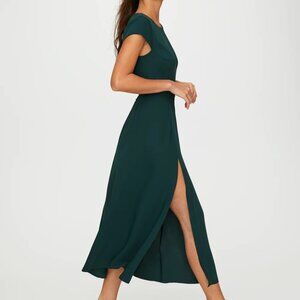 Aritzia Babaton Hamptons Midi Slit Dress - Size 2, Scarab/Dark Green